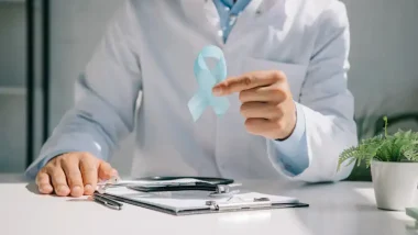 Doctor with Cancer Awareness Ribbon
